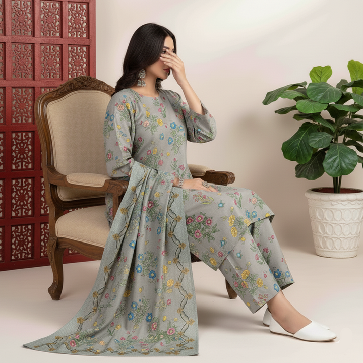 3 PC Unstitched Printed Suit