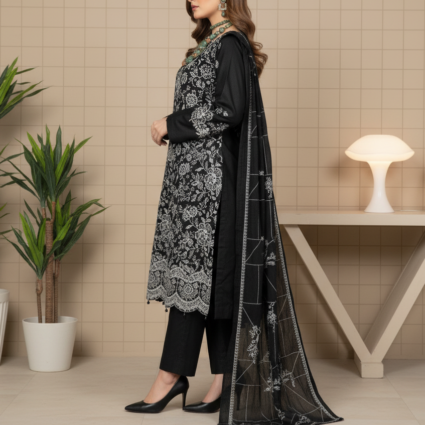 3PC Unstitched Embroidered Suit US5496