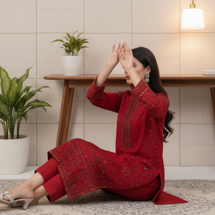 3PC Unstitched Embroidered Suit US5498