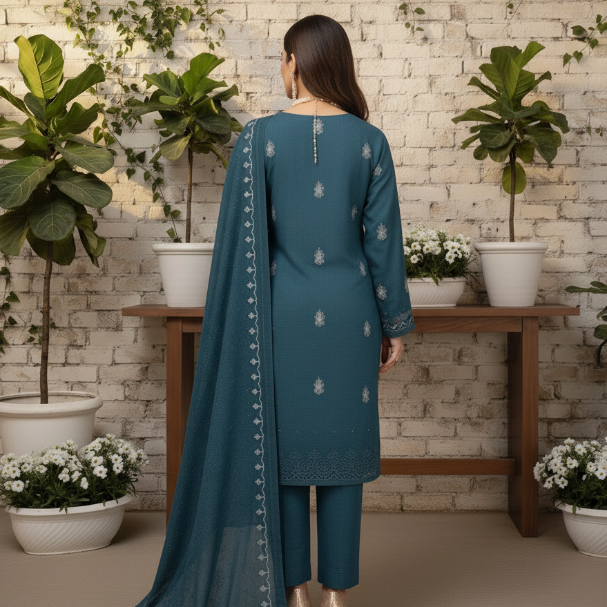 3PC Unstitched Embroidered Suit US5502
