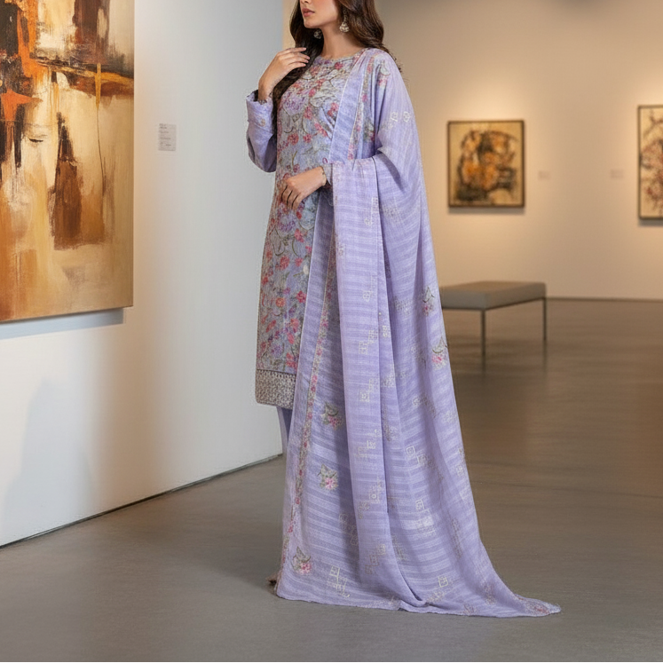 3PC Unstitched Embroidered Suit US5491