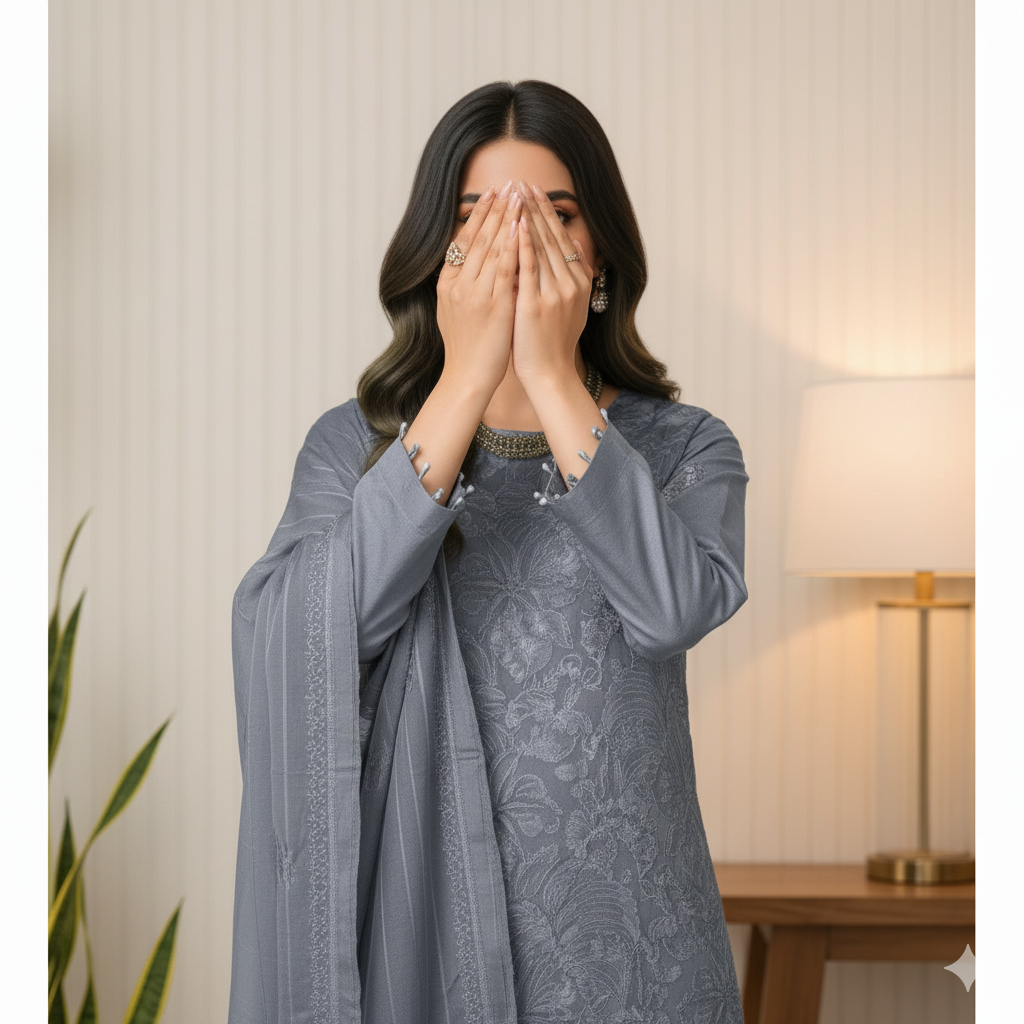 3PC Unstitched Embroidered Suit US5493