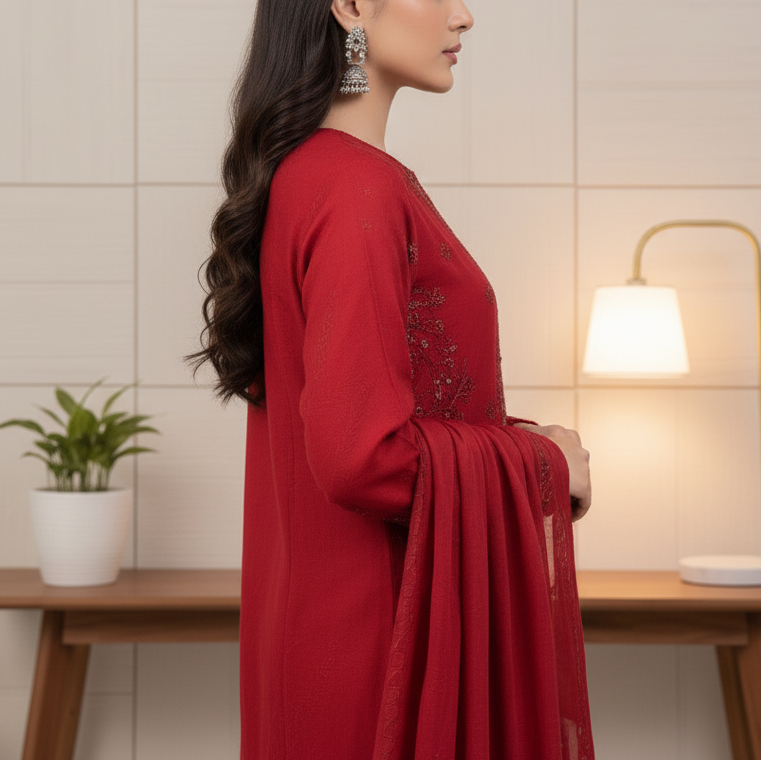 3PC Unstitched Embroidered Suit US5498