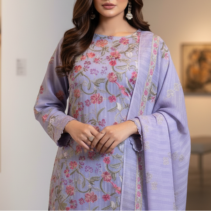 3PC Unstitched Embroidered Suit US5491