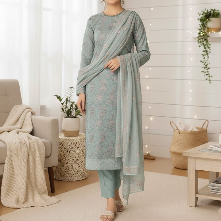 3PC Unstitched Embroidered Suit US5509