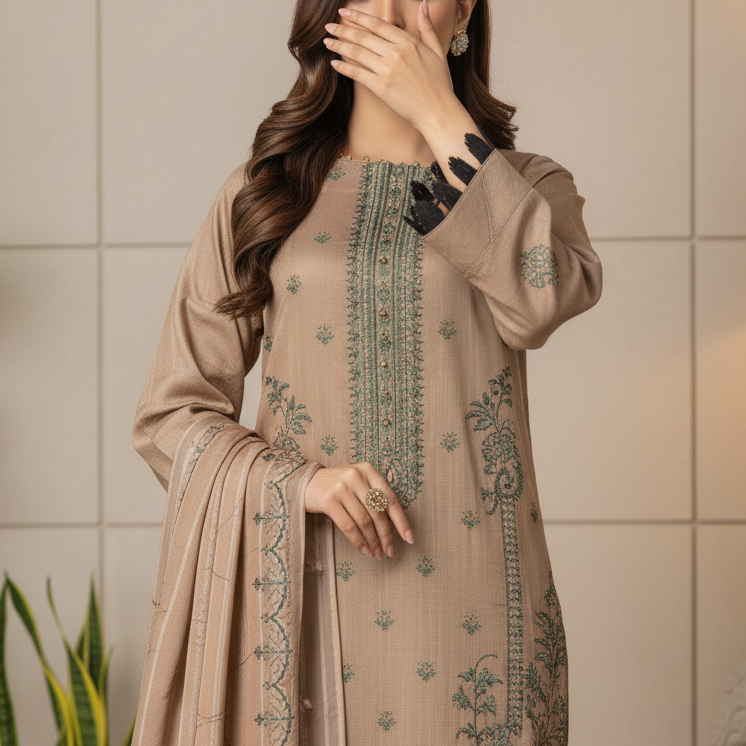3PC Unstitched Embroidered Suit US5497