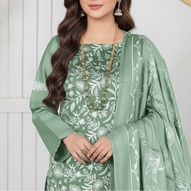 3PC Unstitched Embroidered Suit US5507