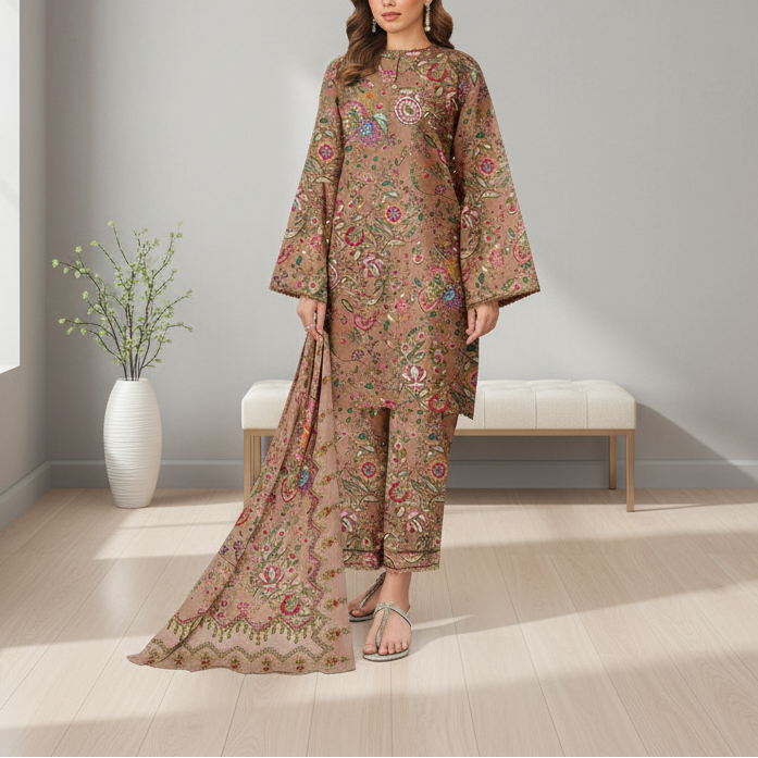 3PC Unstitched Printed Suit US5532