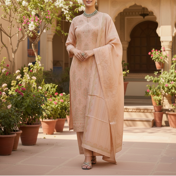 3PC Unstitched Embroidered Suit US5512