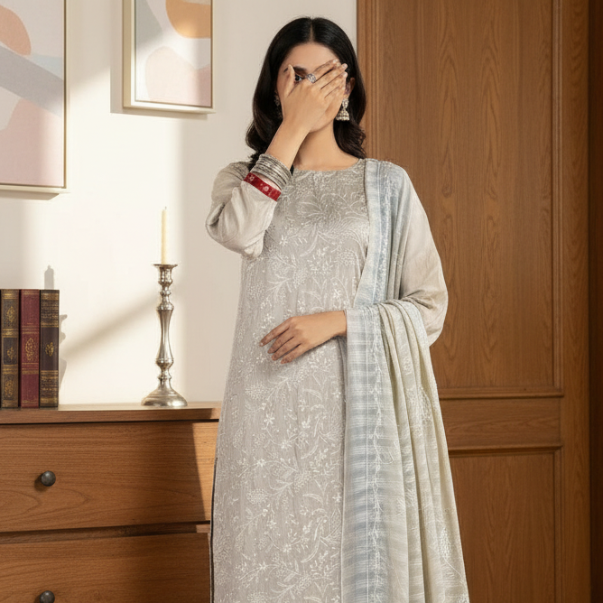 3PC Unstitched Embroidered Suit US5508