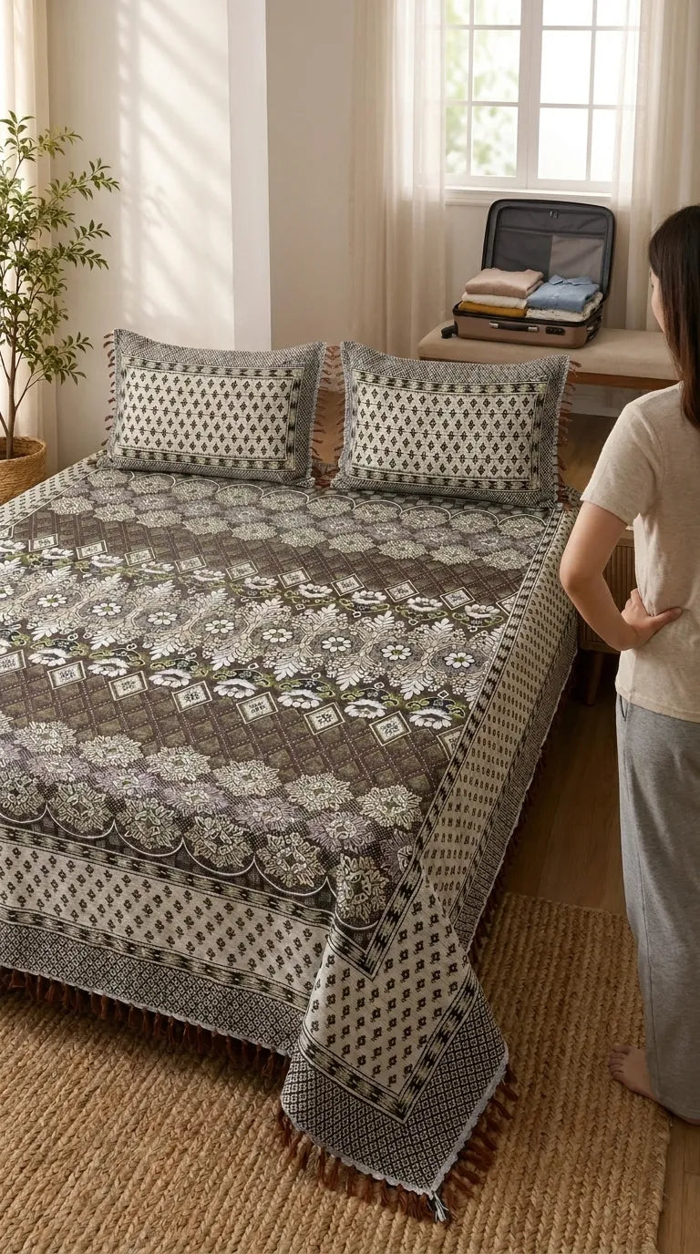 Multani Mailkhor - Double Bed Bedsheet HT100606