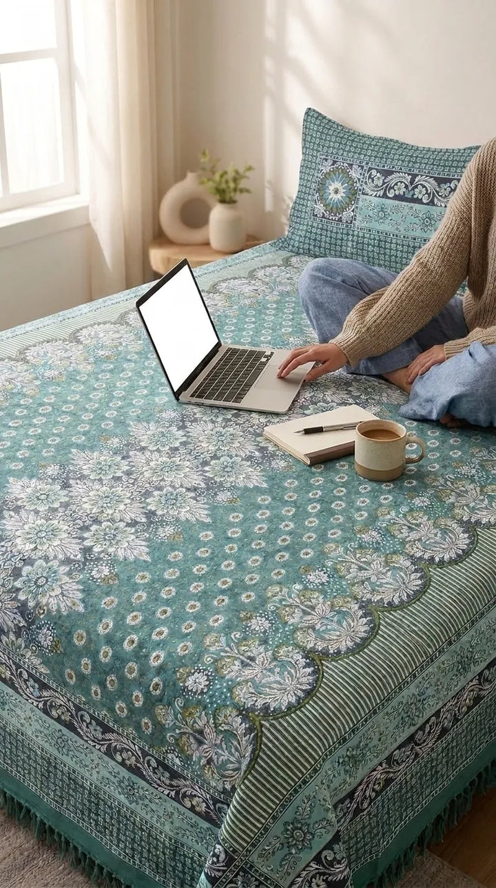 Multani Mailkhor - Double Bed Bedsheet HT100611