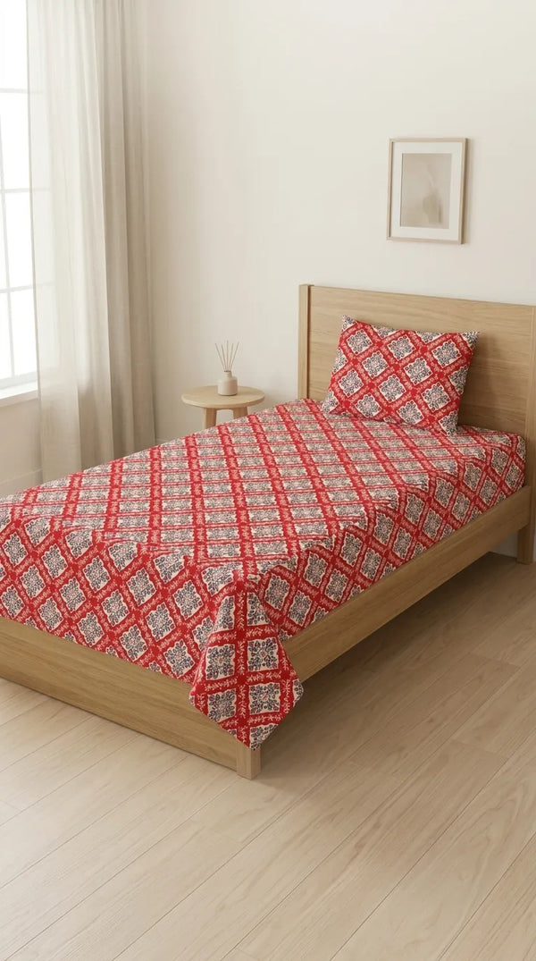 Stylo Single Bed Sheet Red HT108913