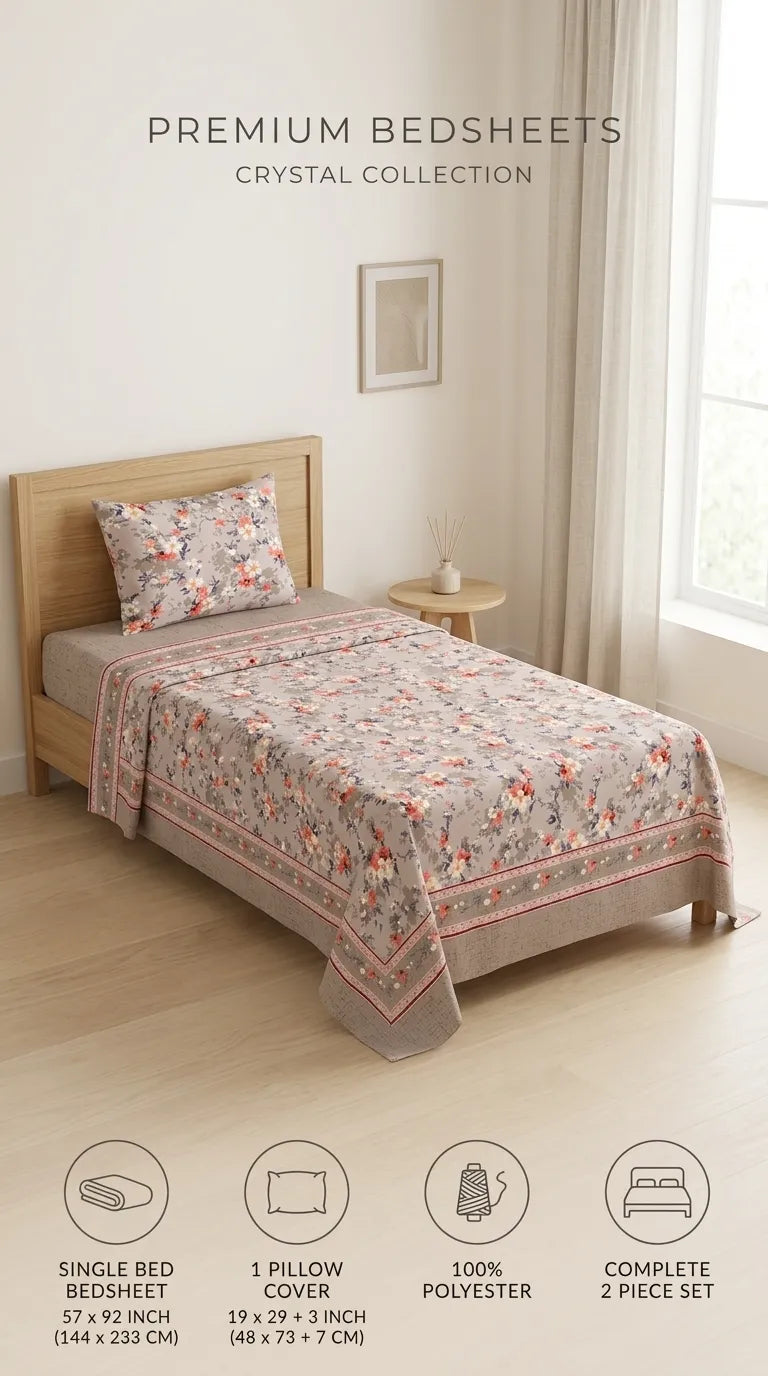 Stylo Single Bed Sheet Grey HT109607