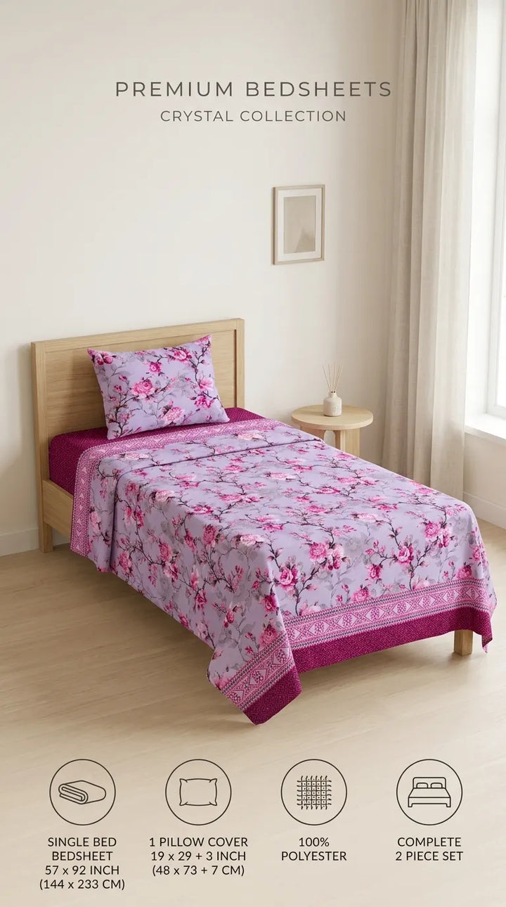 Stylo Single Bed Sheet Purple HT110666
