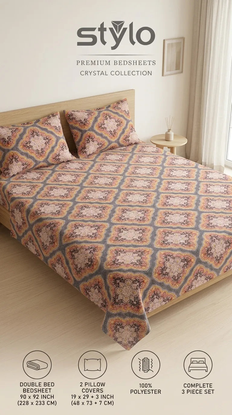 Stylo Double Bed Sheet Grey HT110807