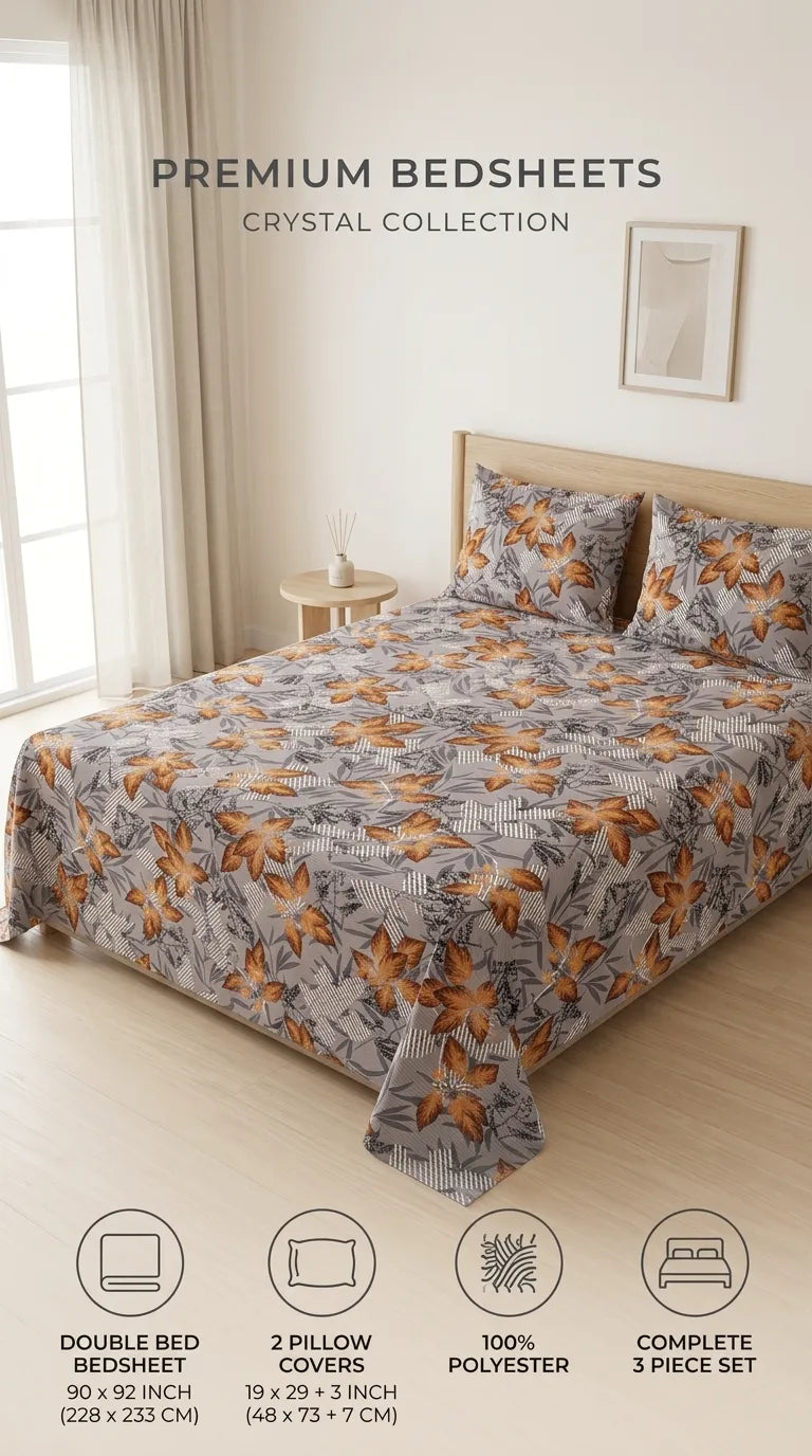 Stylo Double Bed Sheet Grey HT111407