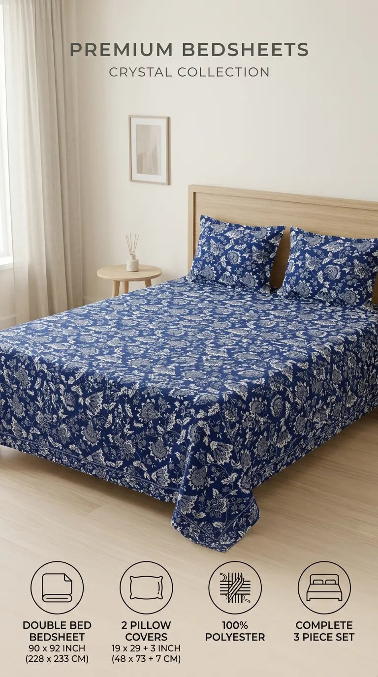 Stylo Double Bed Sheet Blue HT111612