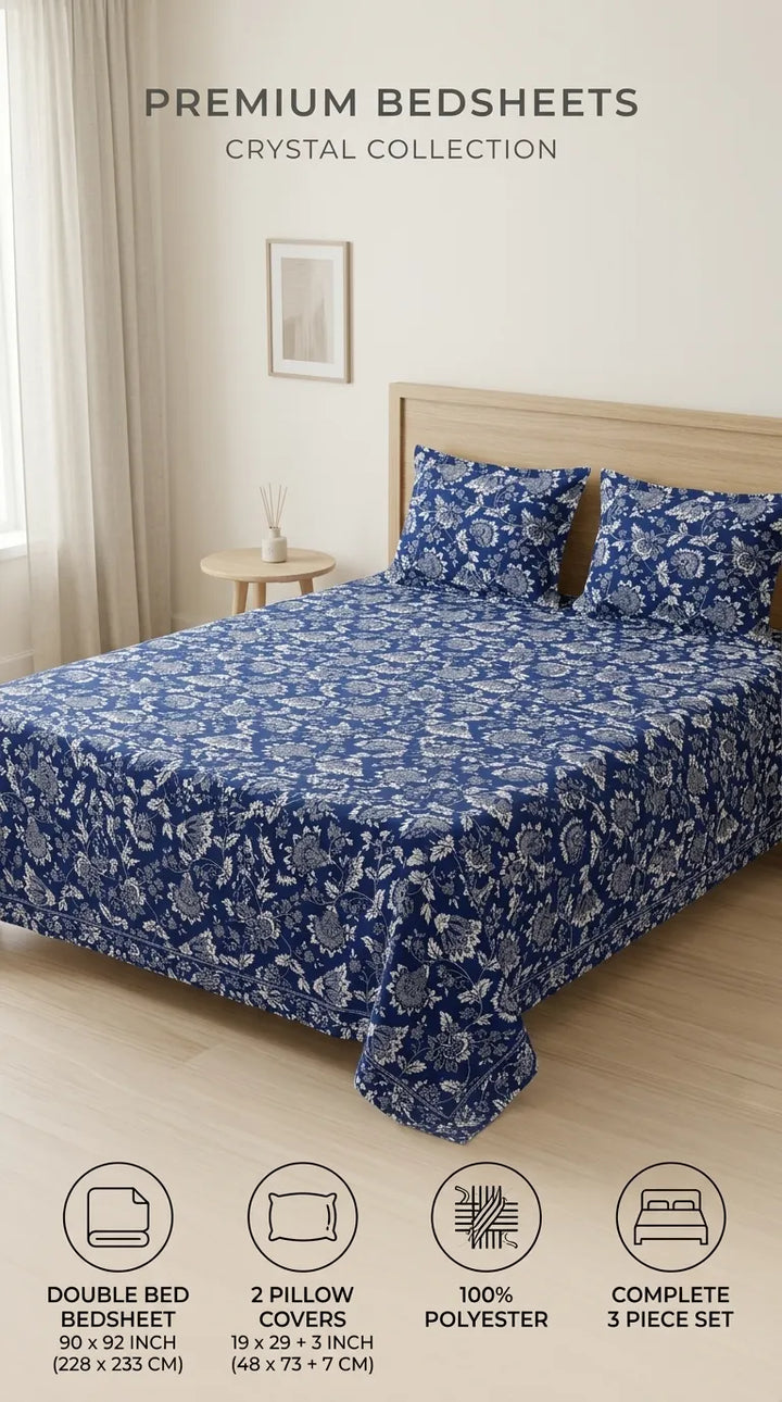Stylo Double Bed Sheet Blue HT111612