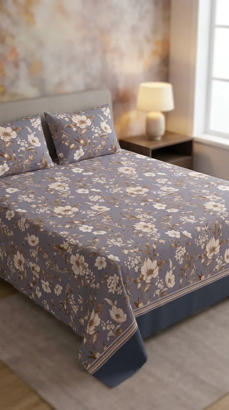 Stylo Double Bed Sheet Grey HT111907