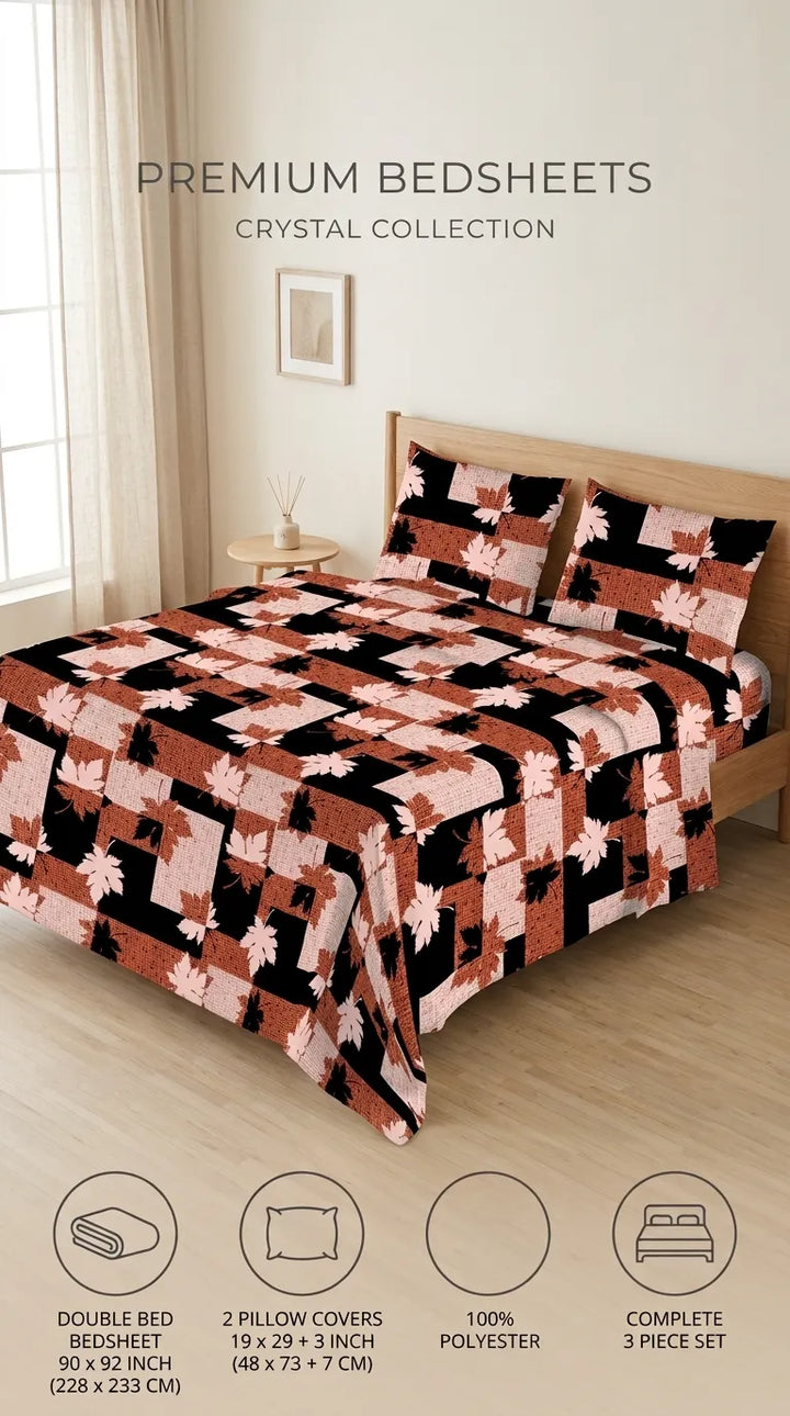 Stylo Double Bed Sheet Brown HT114002