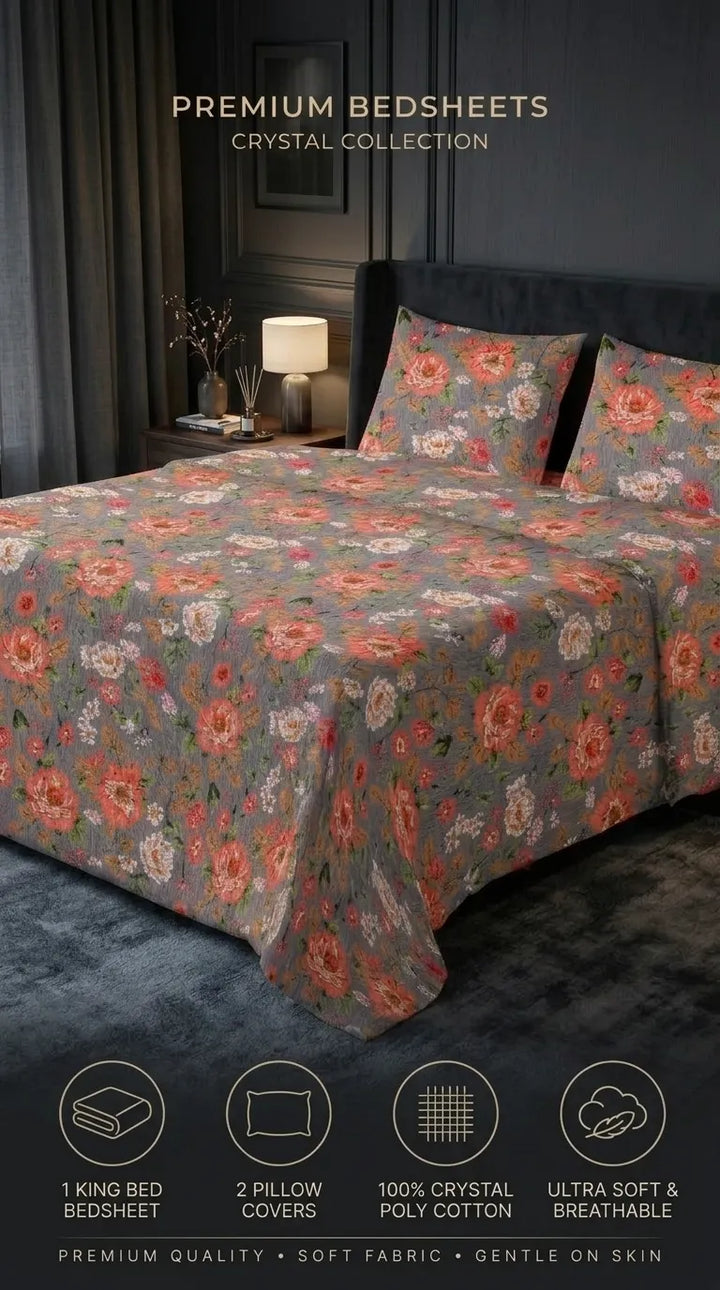 Stylo King Bed Sheet Grey HT114807