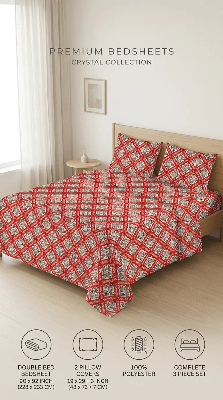 Stylo King Bed Sheet Red HT115213