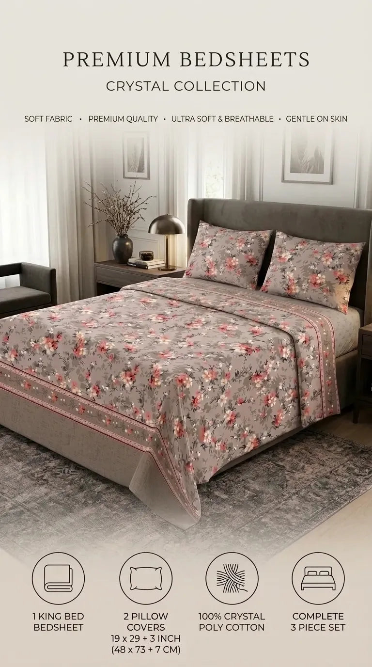 Stylo King Bed Sheet Grey HT115607
