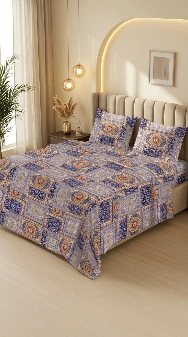 Stylo King Bed Sheet Blue HT115912