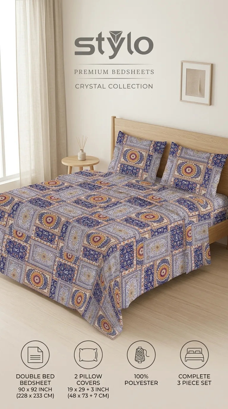 Stylo King Bed Sheet Blue HT115912
