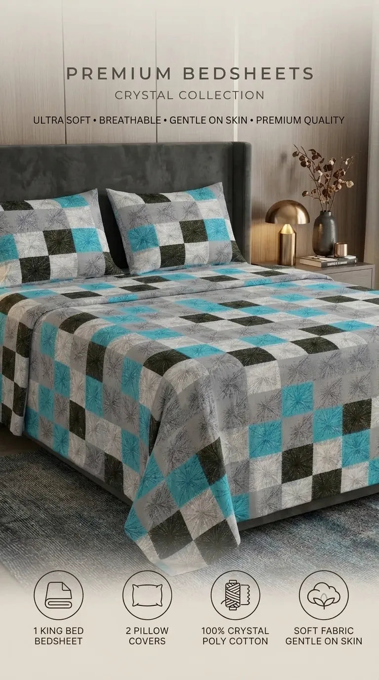 Stylo King Bed Sheet Ferozy HT116017