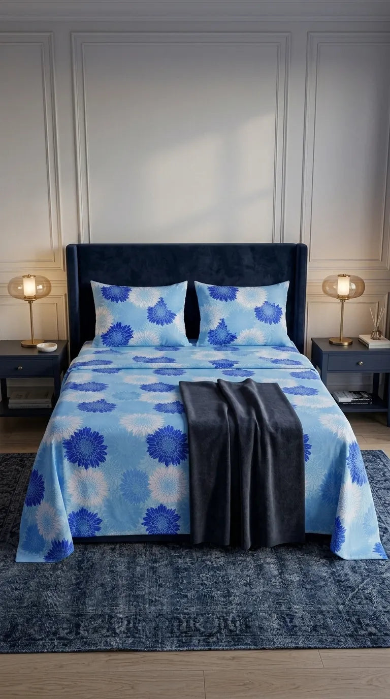 Stylo King Bed Sheet Sky Blue HT116290
