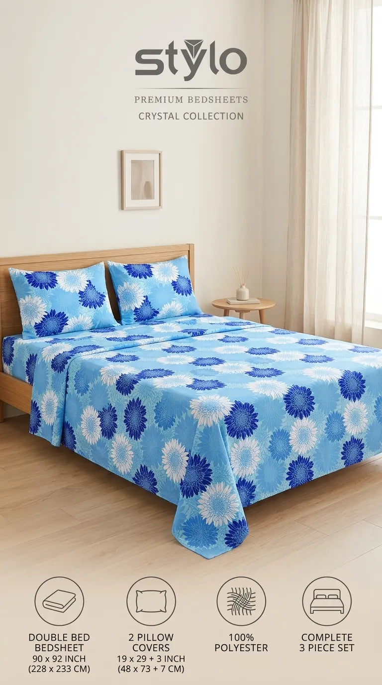 Stylo King Bed Sheet Sky Blue HT116290