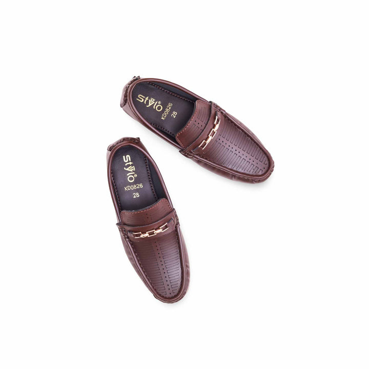 Boys Brown Formal Moccasin KD0826