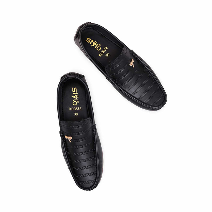 Boys Black Formal Moccasin KD0832