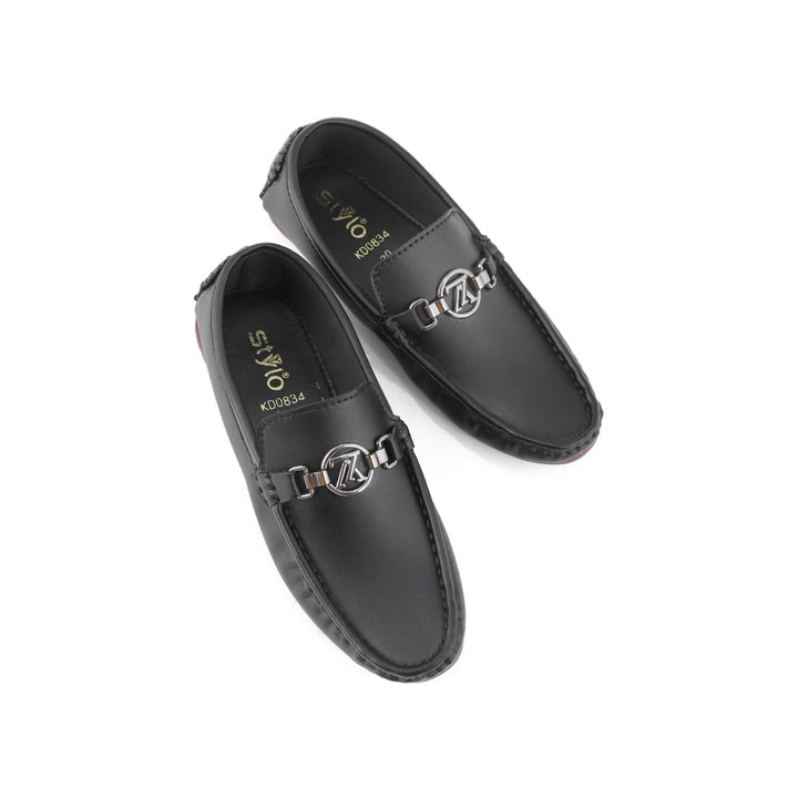 Boys Black Formal Moccasin KD0834