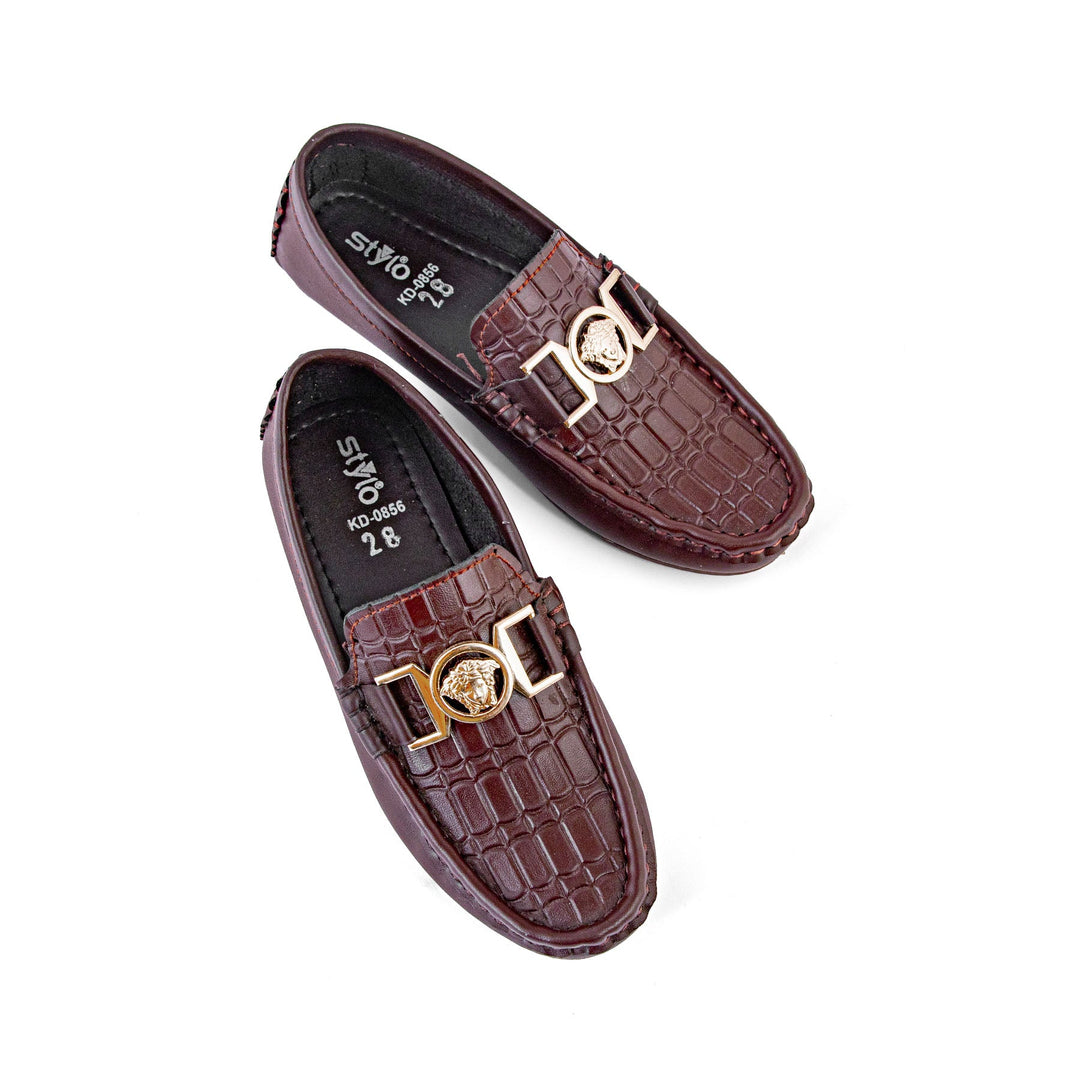 Boys Burgundy Color Loafers Boy's Velvet Loafers Red