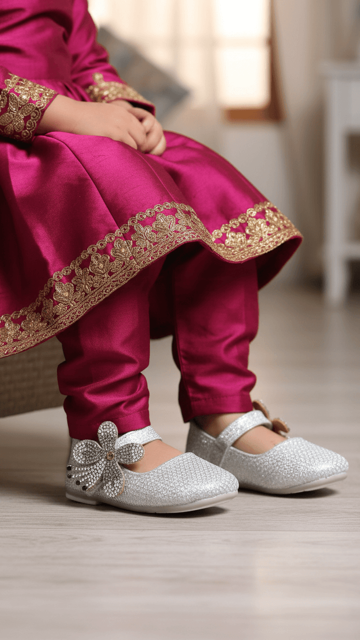 Girls Silver Fancy Pumps KD0900