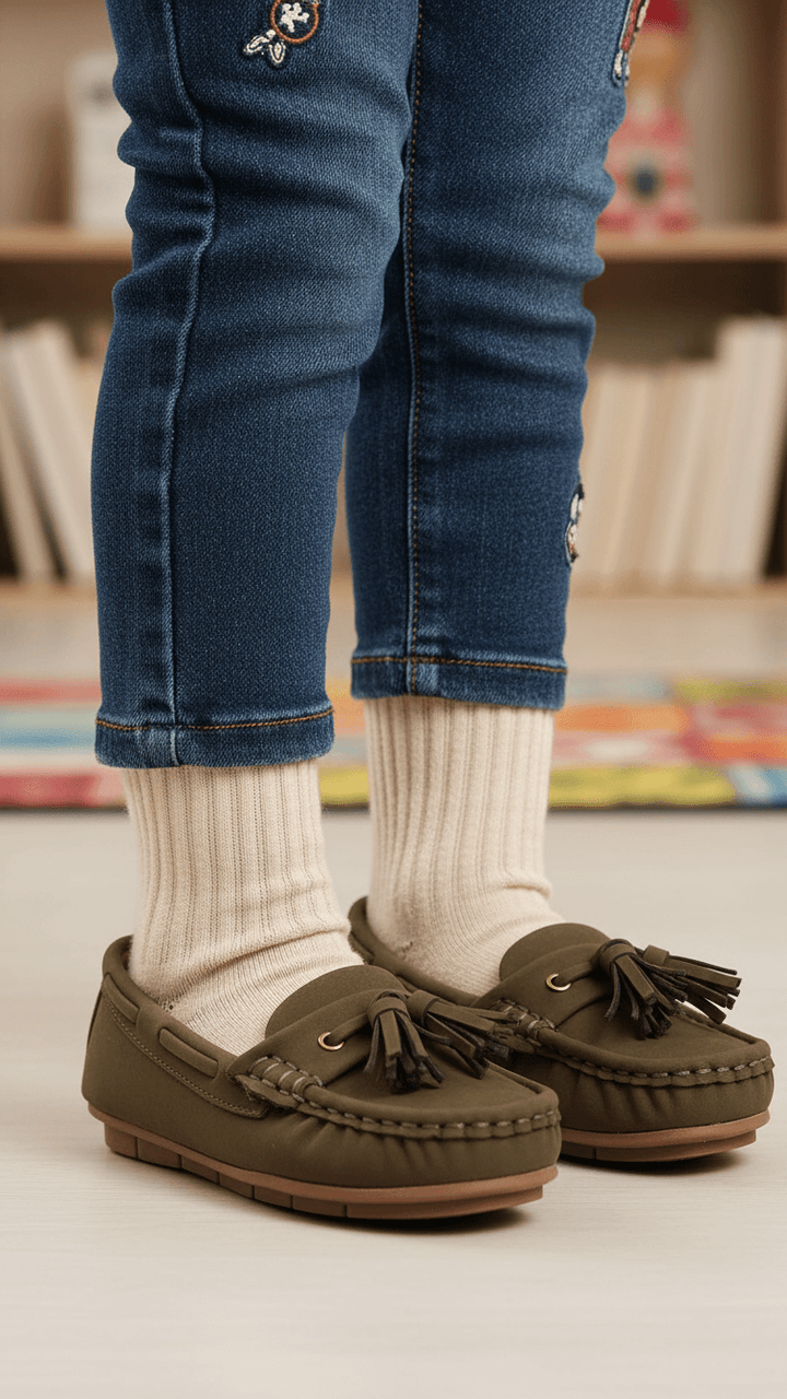 Girls Green Formal Moccasin KD0907