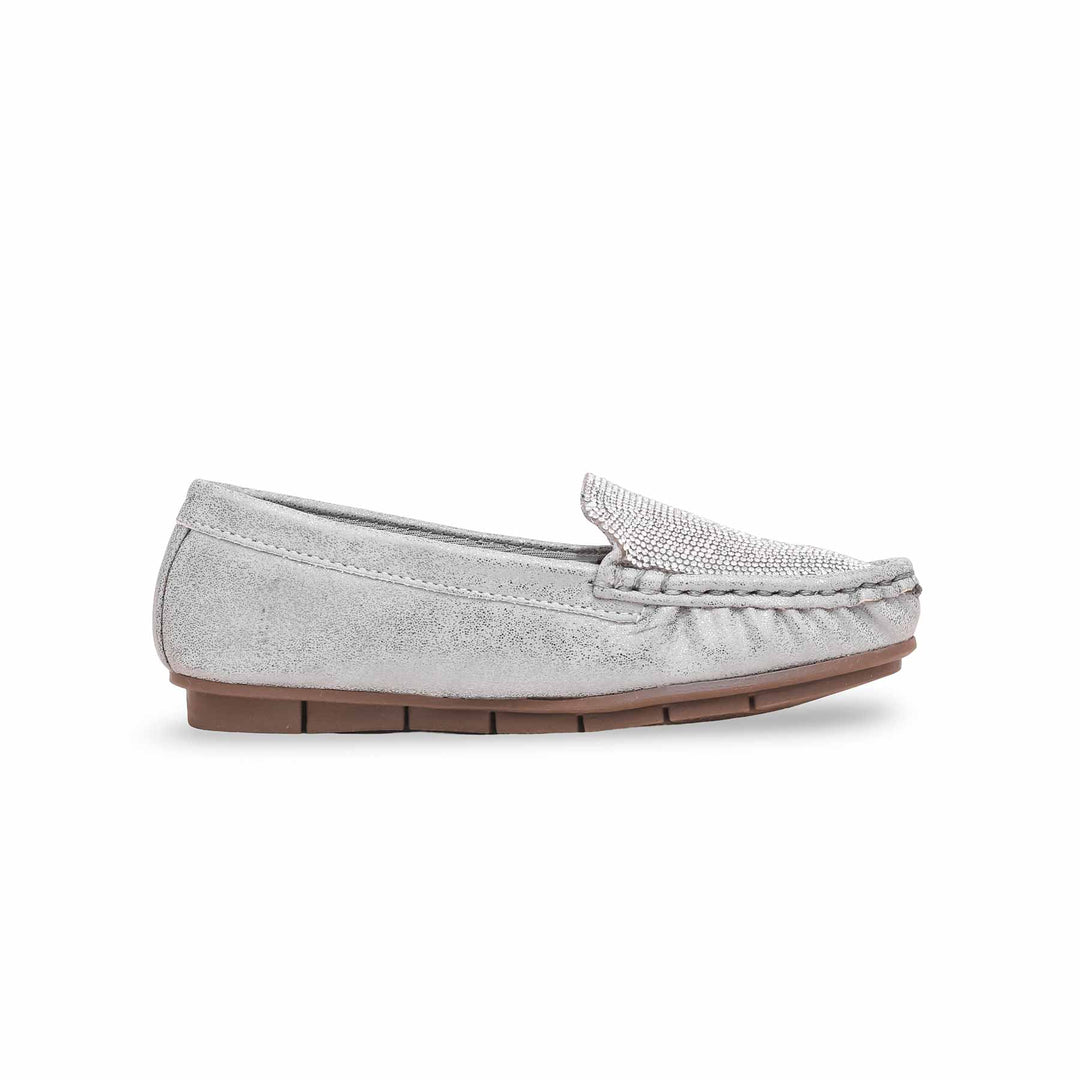 Girls Grey Formal Moccasin KD0910