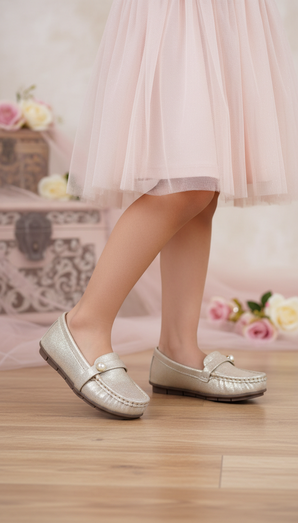 Girls Golden Formal Moccasin KD0911