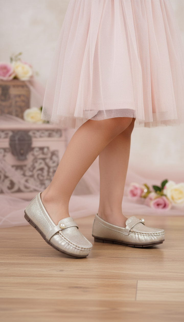 Girls Golden Formal Moccasin KD0911