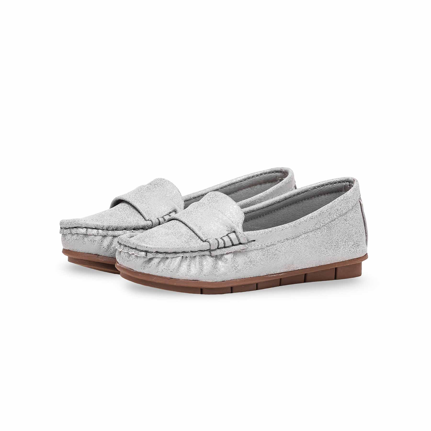 Girls Silver Formal Moccasin KD0912