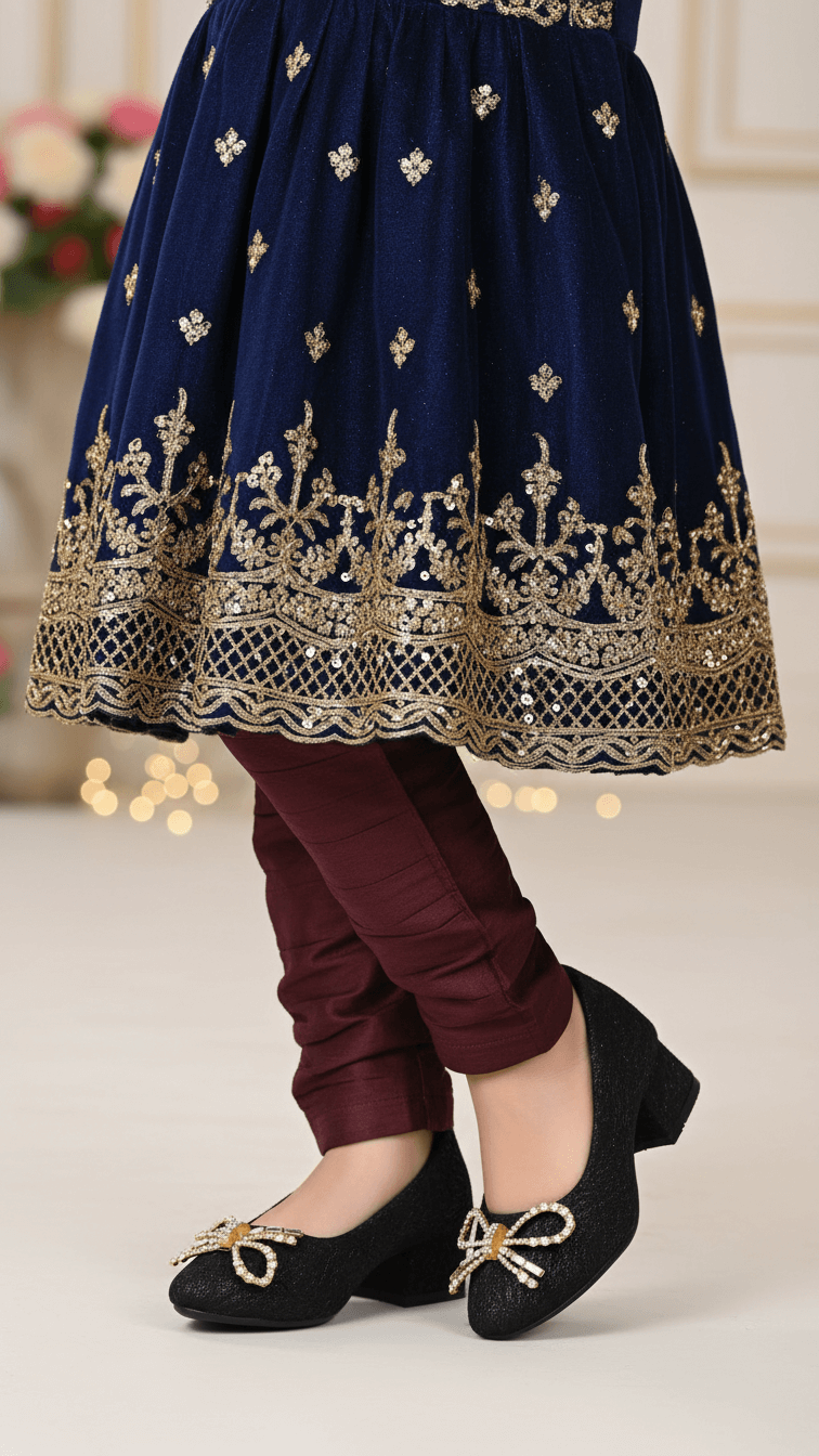 Girls Black Fancy Pumps KD0917