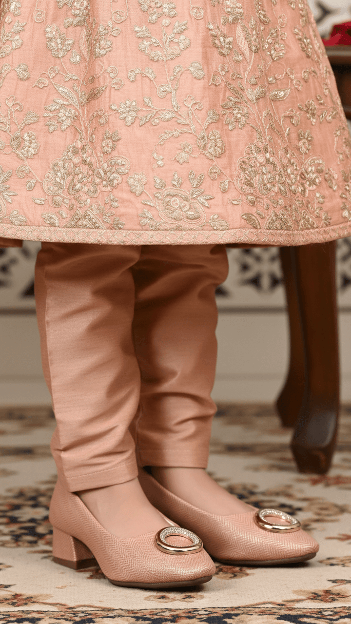 Girls Peach Formal Pumps KD0919