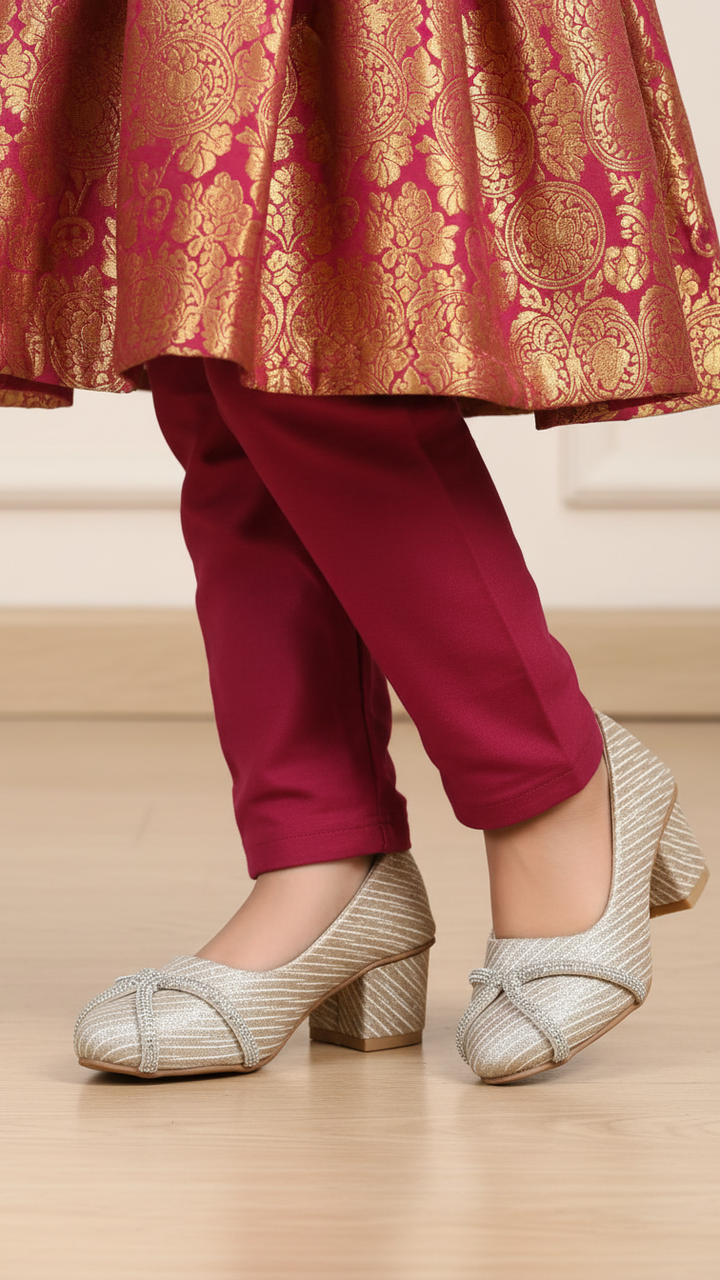 Girls Golden Fancy Pumps KD0923