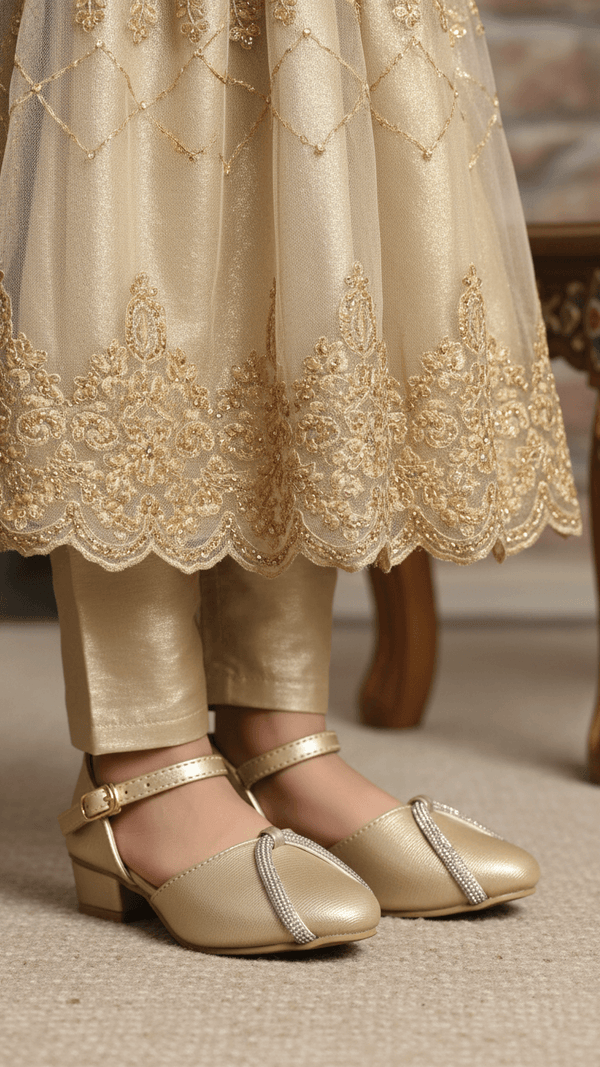 Girls Golden Fancy Pumps KD0951