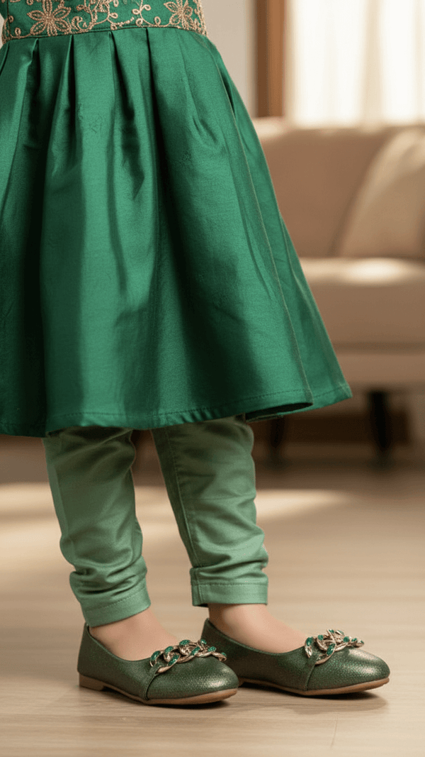 Girls Green Formal Pumps KD0967