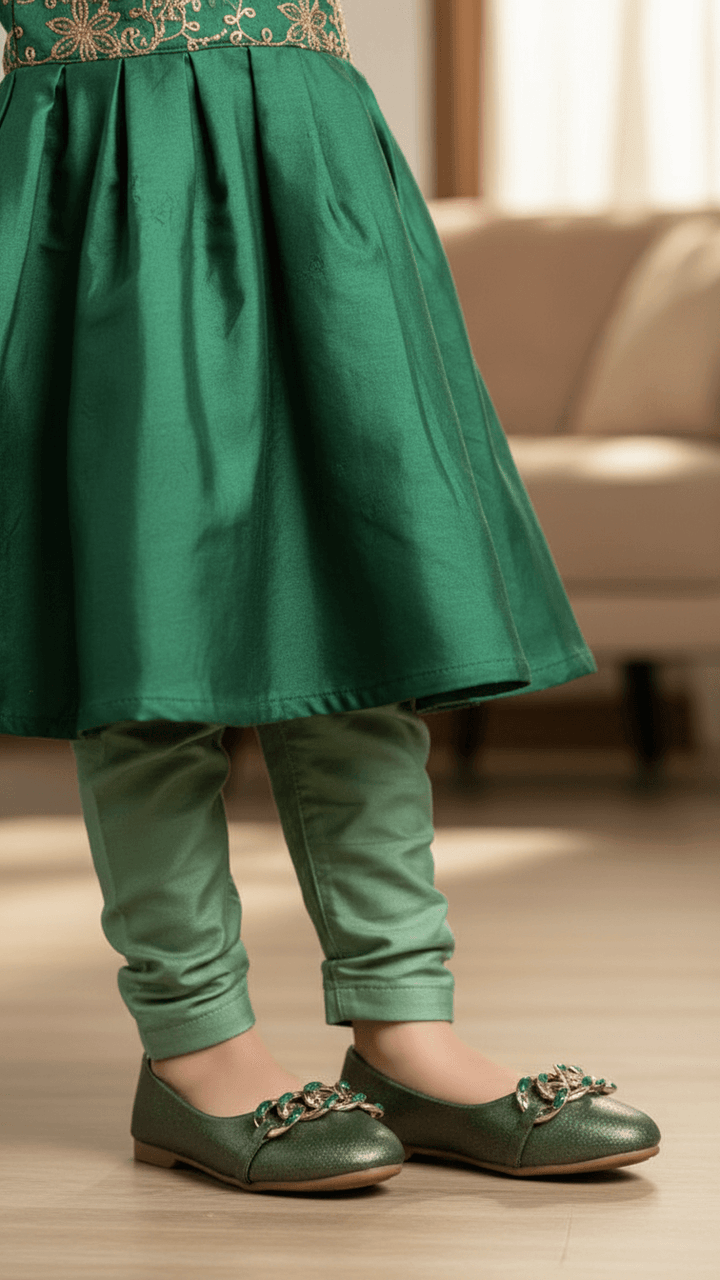 Girls Green Formal Pumps KD0967