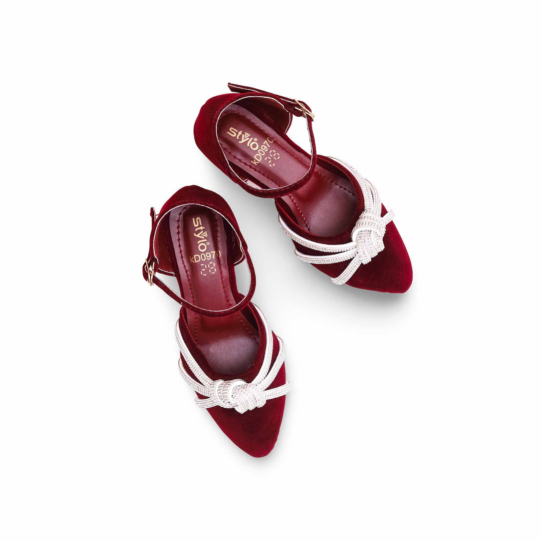 Girls Maroon Fancy Pumps KD0970